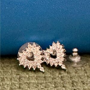 Elegant Silver Crystal Heart Shaped Earrings